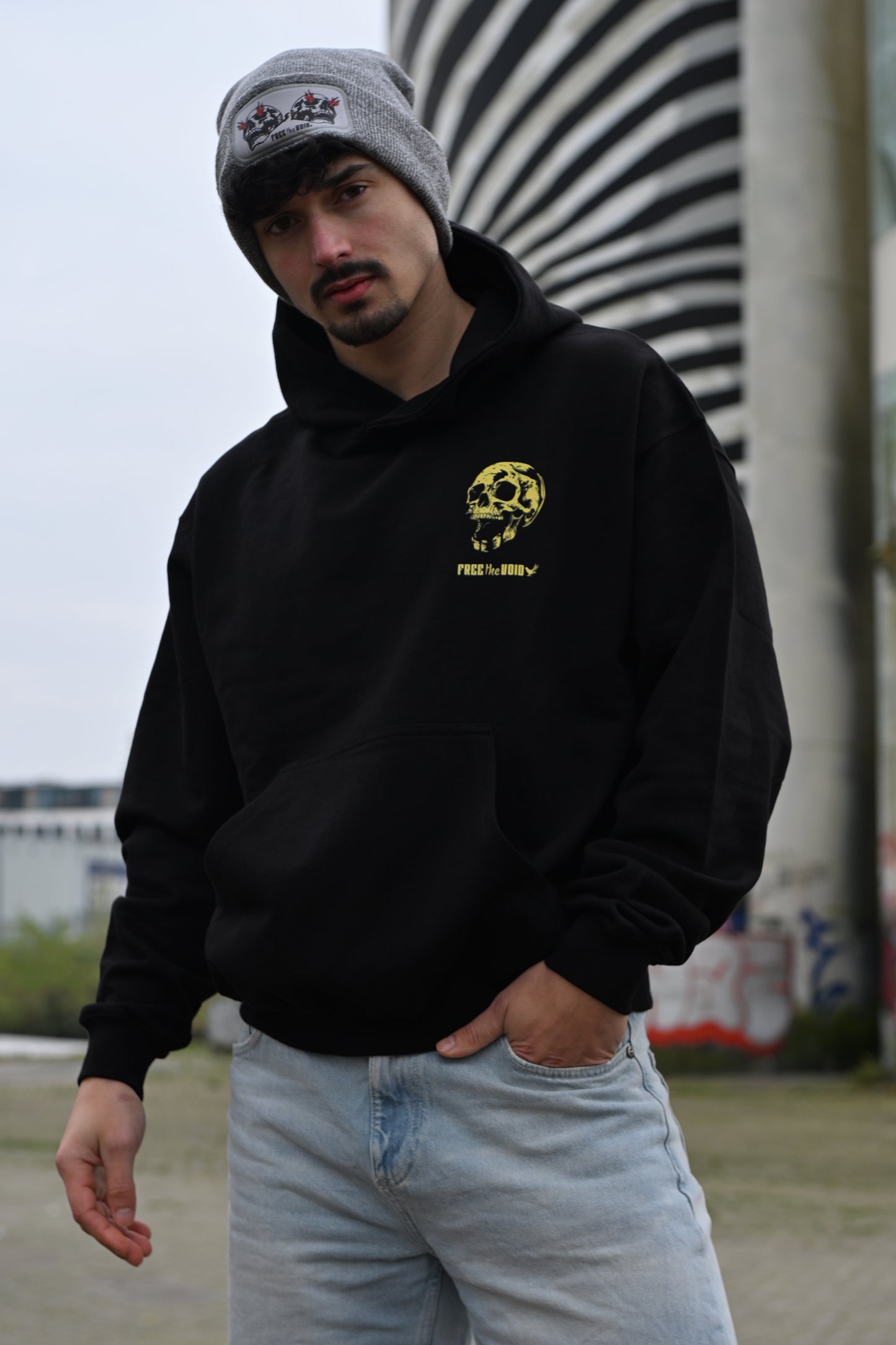 Call me Skull Oversized Hoodie Black