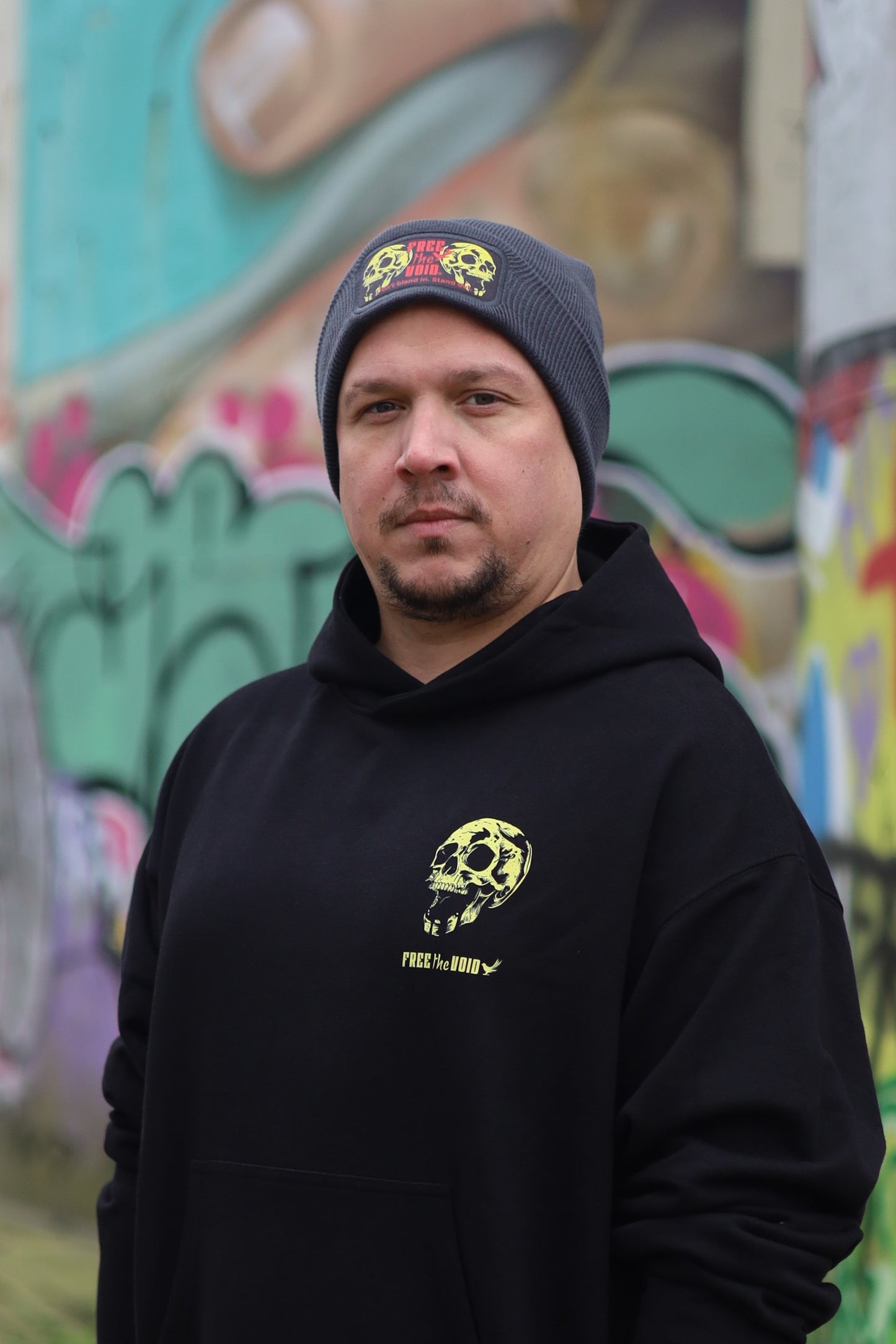 Skulls with Free the Void logo Beanie grey