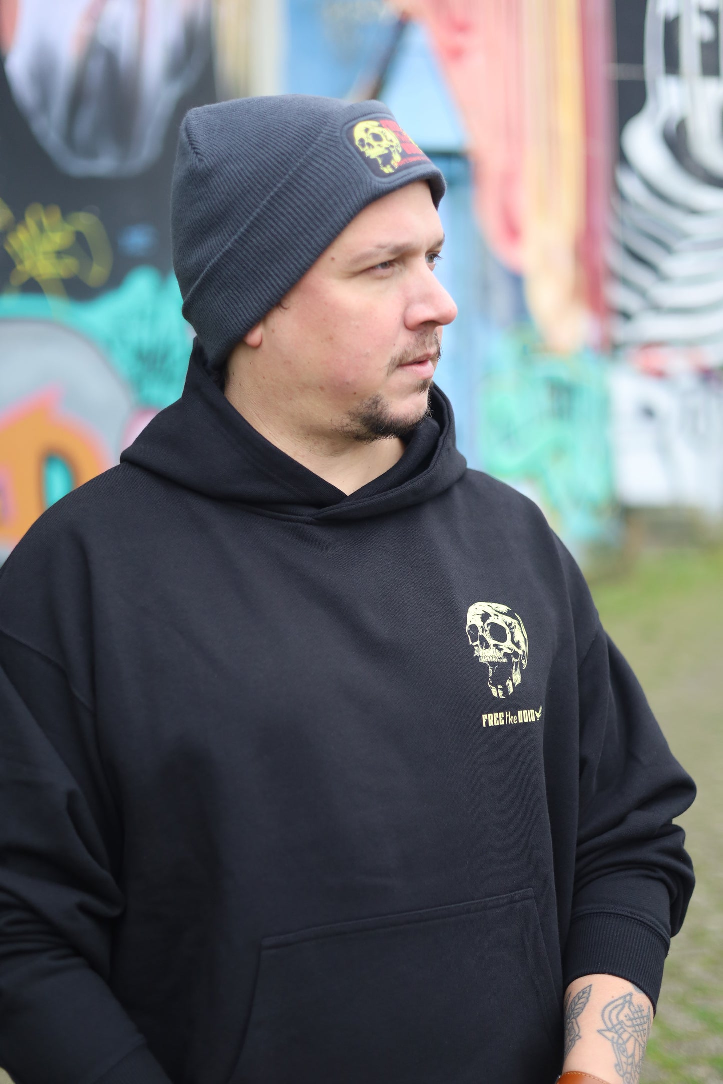 Skulls with Free the Void logo Beanie grey
