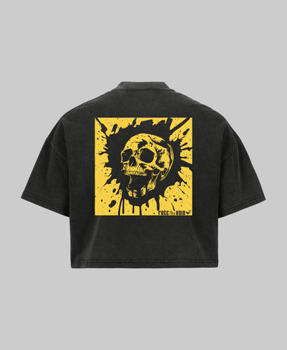 Call me Skull Croptop - Vintage Zwart