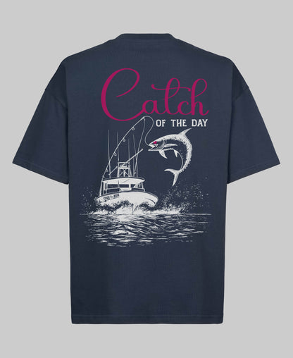 Catch of the Day Oversized Tee - Marine Blauw