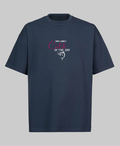 Catch of the Day Oversized Tee - Marine Blauw
