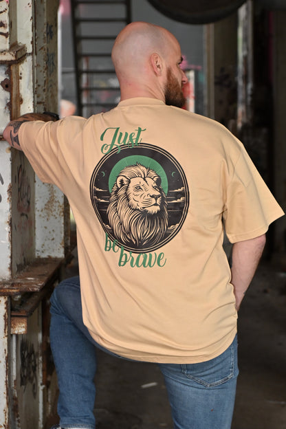 Just be Brave Oversized Tee - Beige