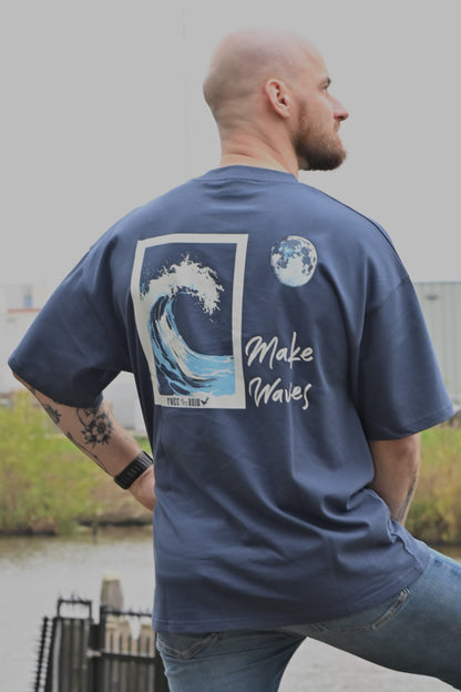 Make Waves Oversized Tee - Marine Blauw