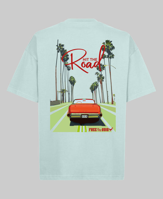 Hit the Road Oversized Tee - Licht Blauw
