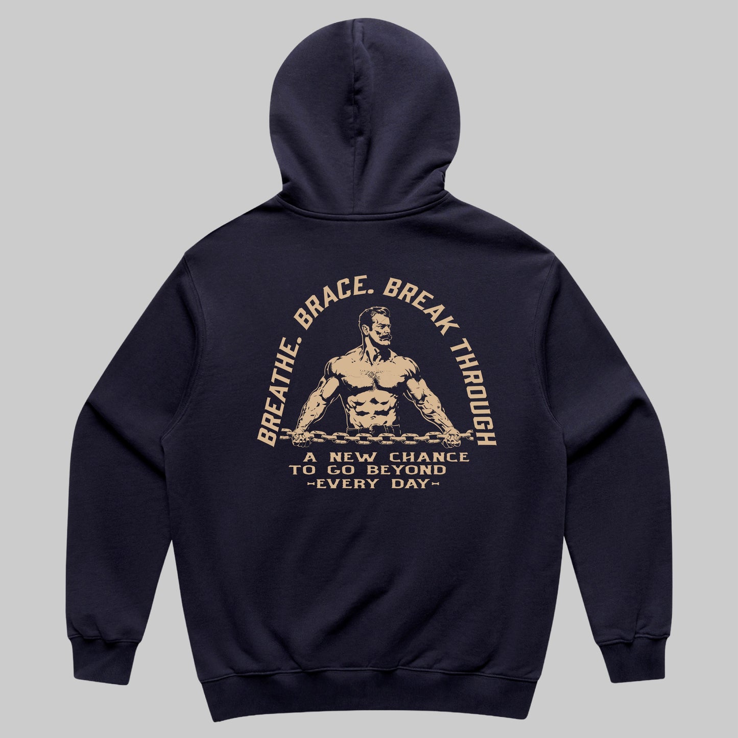Breathe, Brace, Break Through Hoodie - Marine Blauw