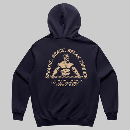 Breathe, Brace, Break Through Hoodie - Marine Blauw