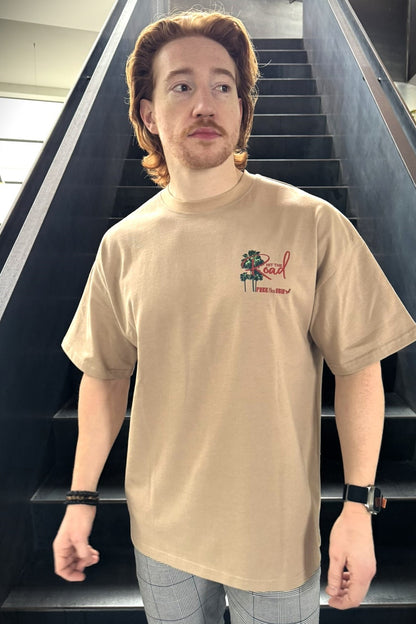 Hit the Road Oversized Tee - Beige