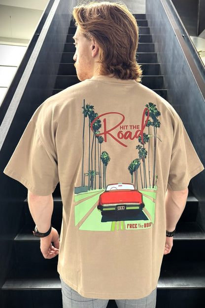 Hit the Road Oversized Tee - Beige