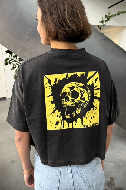 Call me Skull Croptop - Vintage Zwart