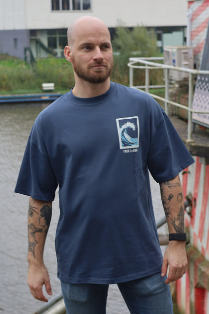 Make Waves Oversized Tee - Marine Blauw