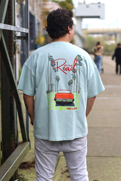 Hit the Road Oversized Tee - Licht Blauw