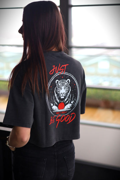 Just be Good Croptop - Vintage Zwart