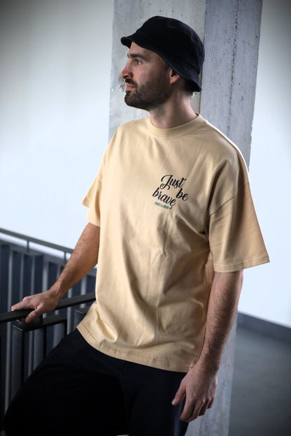 Just be Brave Oversized Tee - Zand