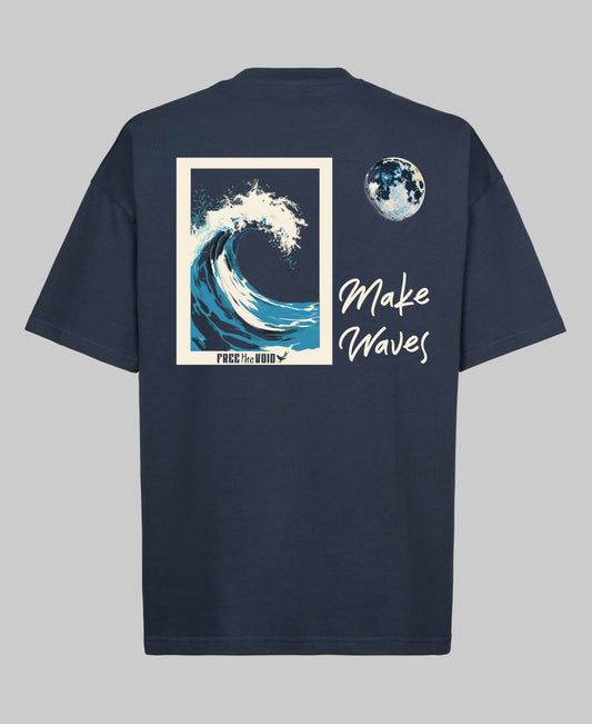 Make Waves Oversized Tee - Marine Blauw