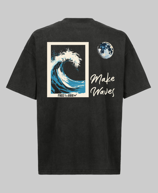 Make Waves Oversized Tee - Vintage Zwart