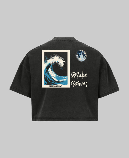 Make Waves Croptop - Vintage Zwart