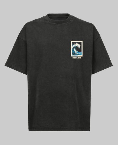 Make Waves Oversized Tee - Vintage Zwart
