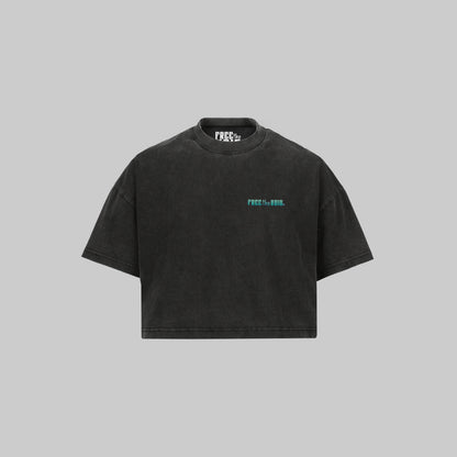 Medusa Green Croptop - Vintage Zwart