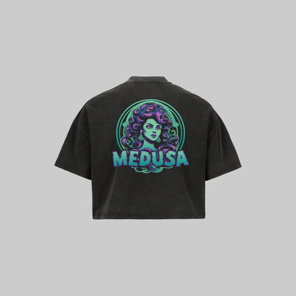 Medusa Green Croptop - Vintage Zwart
